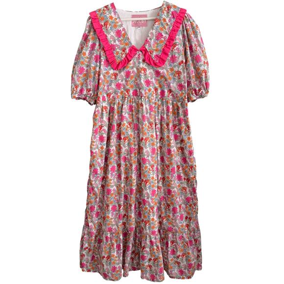 Molby the Label Bertie Maxi Dress Wildflower Floral Smock Collar UK 14 US 10 - Picture 2 of 6